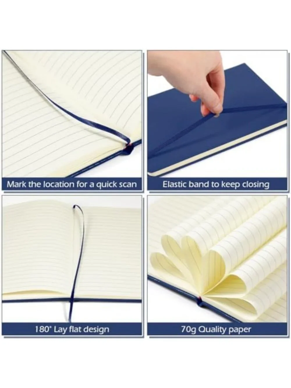 20 Pack A5 Lined Notebooks, PU Leather Journals, Navy Blue, Ideal for Writing